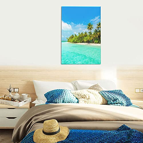 Toile murale moderne île tropicale haute définition pour salle de bain