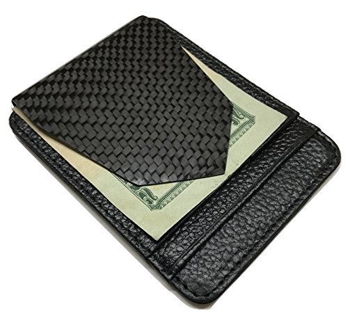 M3 Carbon Fiber Wallet Black Leather 3 Point Real Carbon Fiber Money Clip
