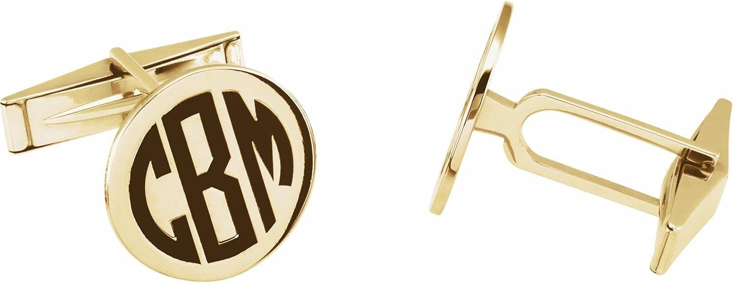 Diamond2Deal 14K Yellow Gold Engravable Cuff Links for Men