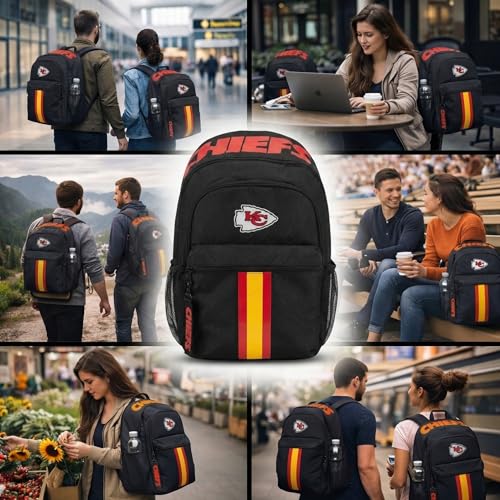 Image of NFL Kansas City Chiefs Backpack - Triple Stripe Wordmark Design with Keychain