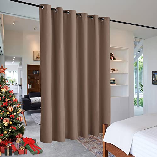 Image of RYB HOME Extra Wide Curtains for Divider Room Separation Soundproof Temporary Door Curtains for Bedroom Closet Office Home Theatre Garage Living Room Drop Cloth, W 120 x L 84 inches, Cappuccino