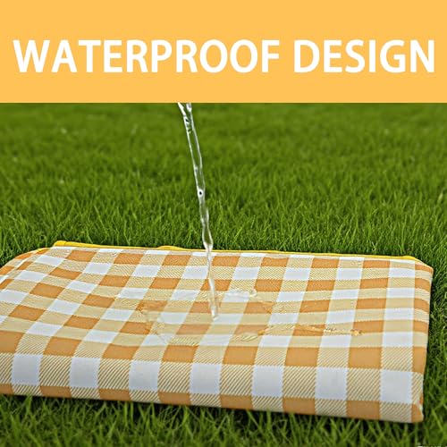 FANEAMADE Picnic Blankets,Large Beach Blanket Sandproof Foldable,Beach Mat Sand Free Waterproof Packable for Outdoor Grass Camping Ground (Yellow) - Thumbnail 4