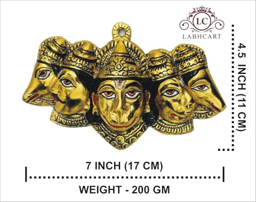 Image of LABHCART Panchmukhi Hanuman Ji Murti for Door Entrance Statue Wall Hanging Showpiece