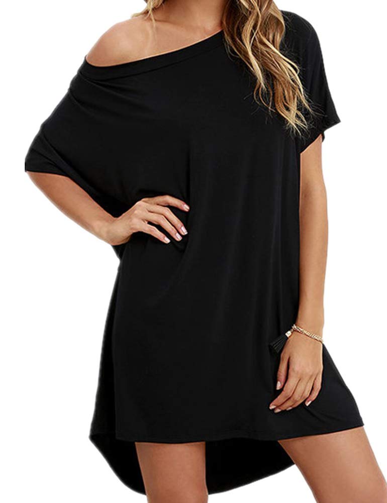 HioinieiyWomen's Tshirt Dress, Plus Size Top, Nightshirt Nightgown, Cover Up, Short Sleeve High Low Loose Soft