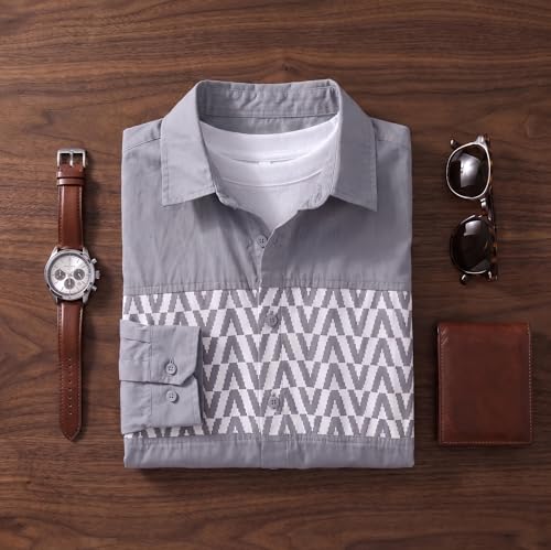 Image of Afflatus Men's Casual Shirt with Geometric Print | Premium Cotton Full Sleeve Shirt for Men | Stylish Regular Fit Fashion Trend | Casual, Party & Smart Casual Wear