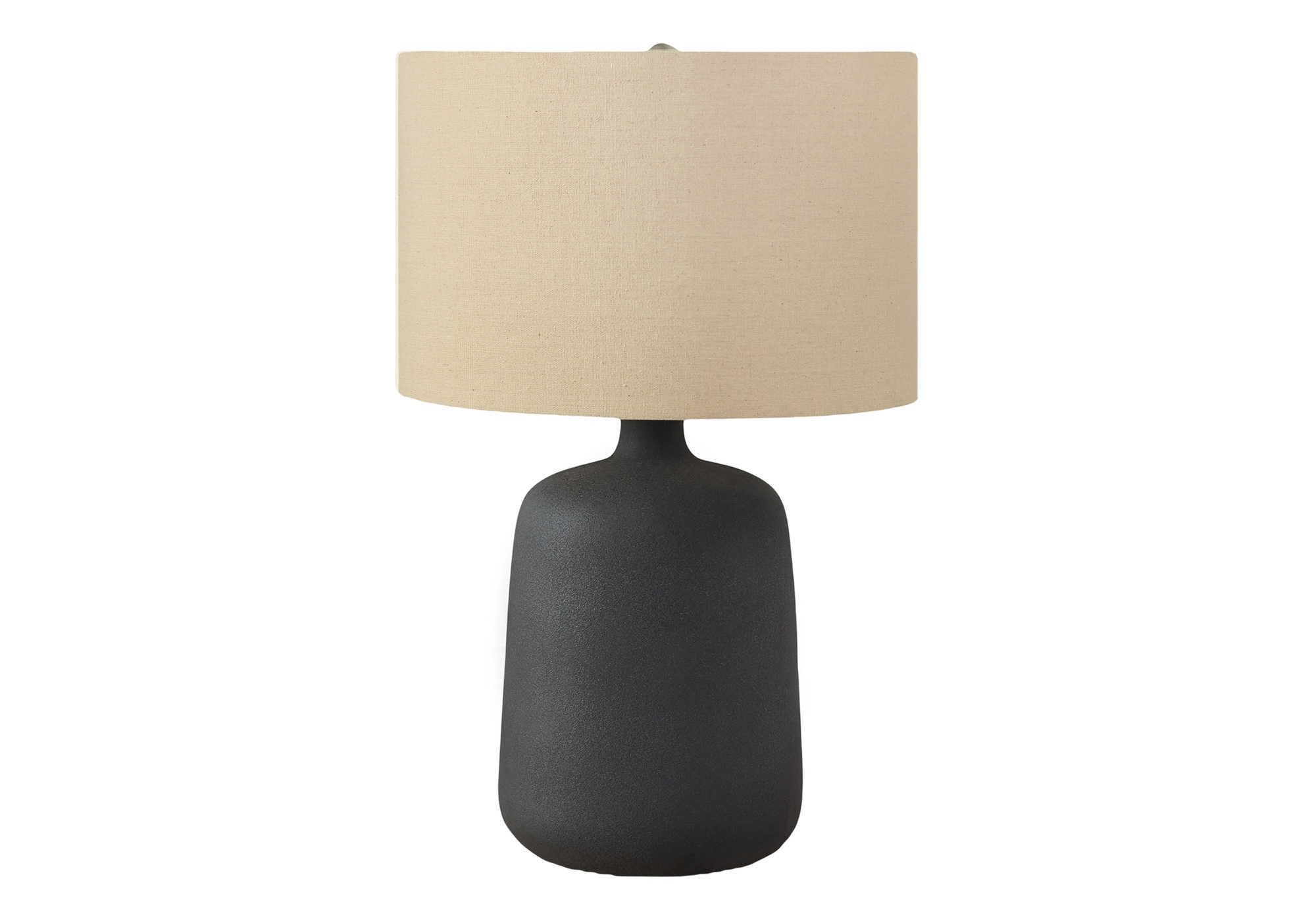 I 9635 LightingTable Lamp, Black Ceramic, Beige Shade, Contemporary