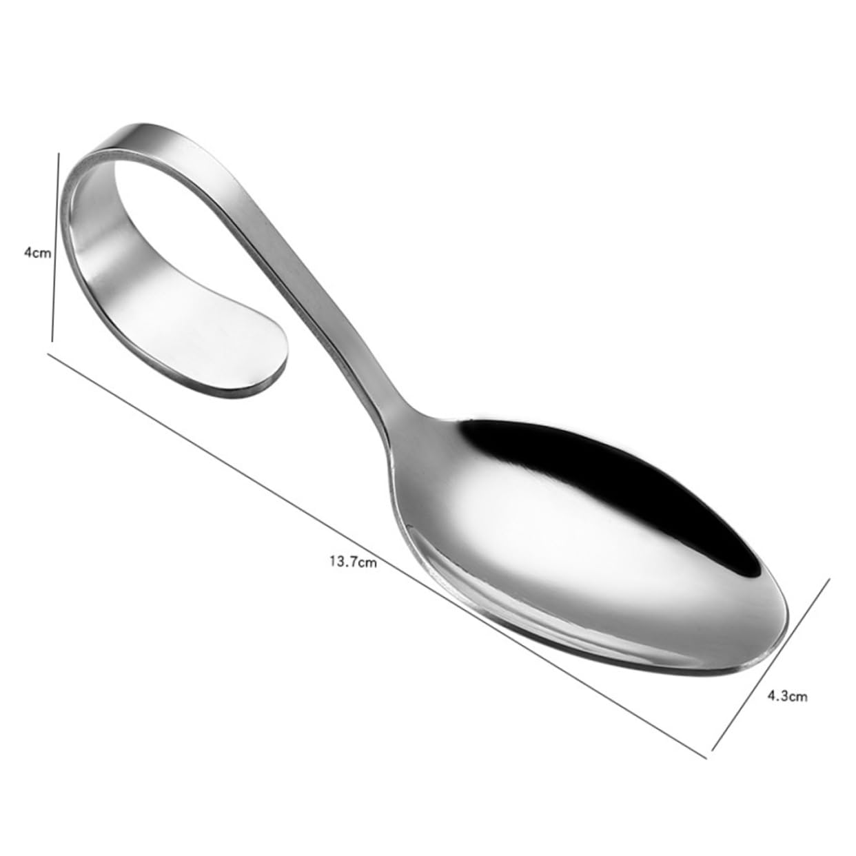 STOBAZA Bend Spoon Silver Curved Handle Stainless Steel for Serving Wedding Cocktail Party