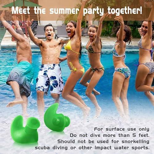 Image of James HealthPlus 1 Pair Waterproof Soft Silicone Earplugs for Water Sports Swimming with Storage Box (Green)