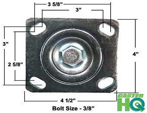 CasterHQ 6" X 2" INCH Stainless Rigid/Fixed Caster - Thermo Plastic Rubber Wheel - 450 LBS Capacity - 6 inch x 2 inch Heavy Duty Industrial/Commercial 4" x 4-1/2" TOP Plate