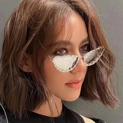 Cat Eye Sunglasses Women Crystal Sun Glasses for Men Shades Female UV4003