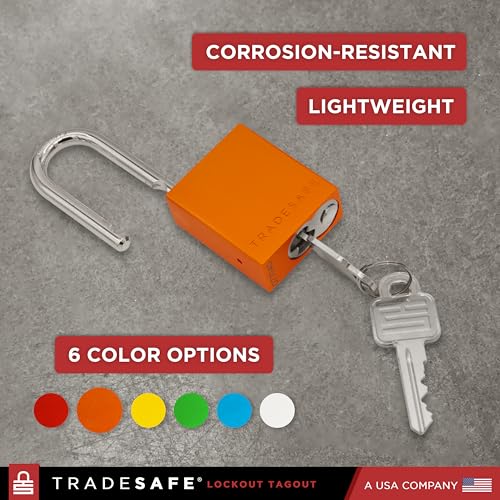 Image of TRADESAFE Lockout Tagout Locks Set - 10 Orange Aluminum Loto Locks, Lock Out Tag Out Padlocks Keyed Alike, 2 Keys Per Lockout Padlock, OSHA Compliant