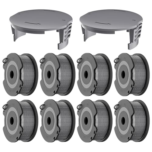 Forever Speed 8 Pezzi Bobina per Decespugliatore,1.60mm, 4.90m Bobina di Filo per Tagliabordi Compatibile con Bosch Easy GrassCut18-230,modello F016800569 & F016800385 (8 Bobine di Ricambio, 2 Tappi)