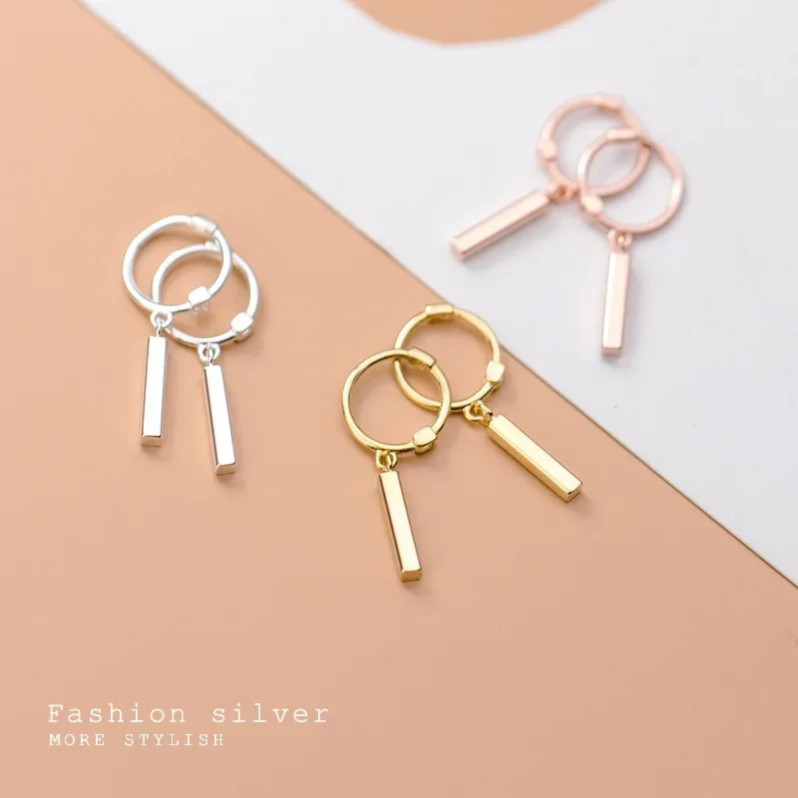 WZGWDC Pendientes de Tuerca con Forma de Palo Cuadrado, aretes de aro Colgantes para Mujer, Fiesta de Boda