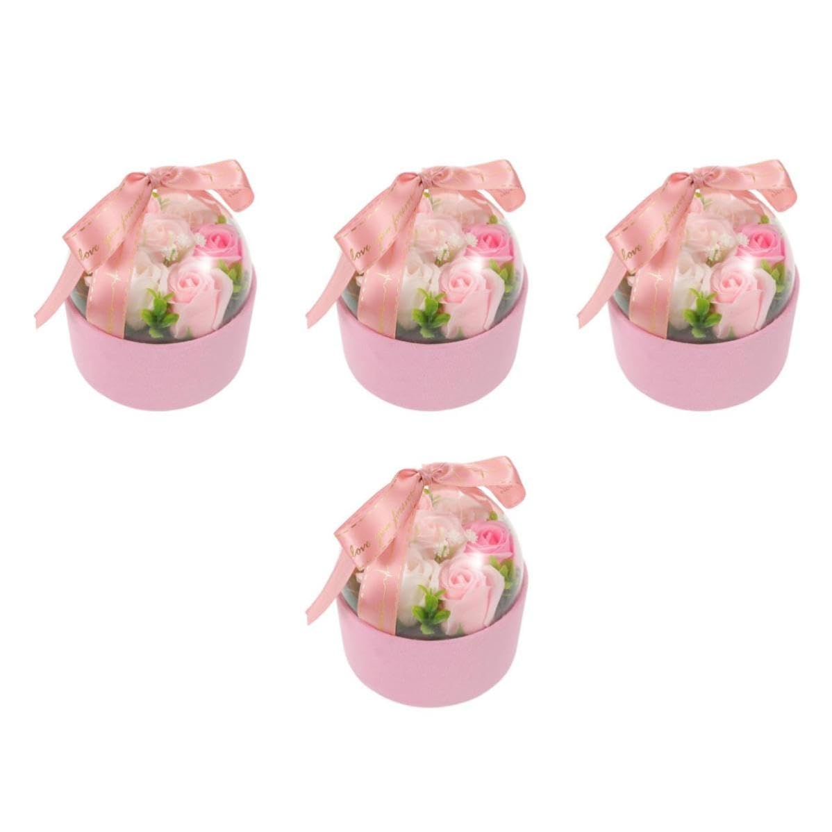 minkissy 4 Piezas Rosas de Jabón en Caja, Obsequio Rosa para Mujer,