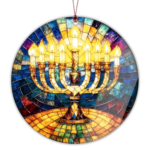 Hanukkah Christmas Ornaments 2025, Spiritual Christmas Tree Ornament Menorah Design, Hanukkah Decorations for Home, Jewish Gifts for Mom Sister Friends, Unique Hanukkahs Gifts