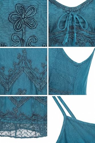Image of Sakkas Stonewashed Rayon Adjustable Spaghetti Straps Mid Length Dress
