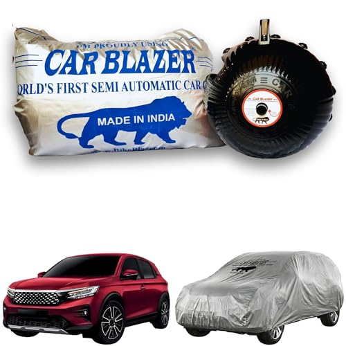 Image of CARBLAZER Portable & Semi-Automatic Full Body Car Covers: Heavy Duty Device| Anti-Theft| Dust & Scratch Proof | Water & Wind Resistant|Custom Fit| Dual-Side Cover, Compatible for Honda WRV