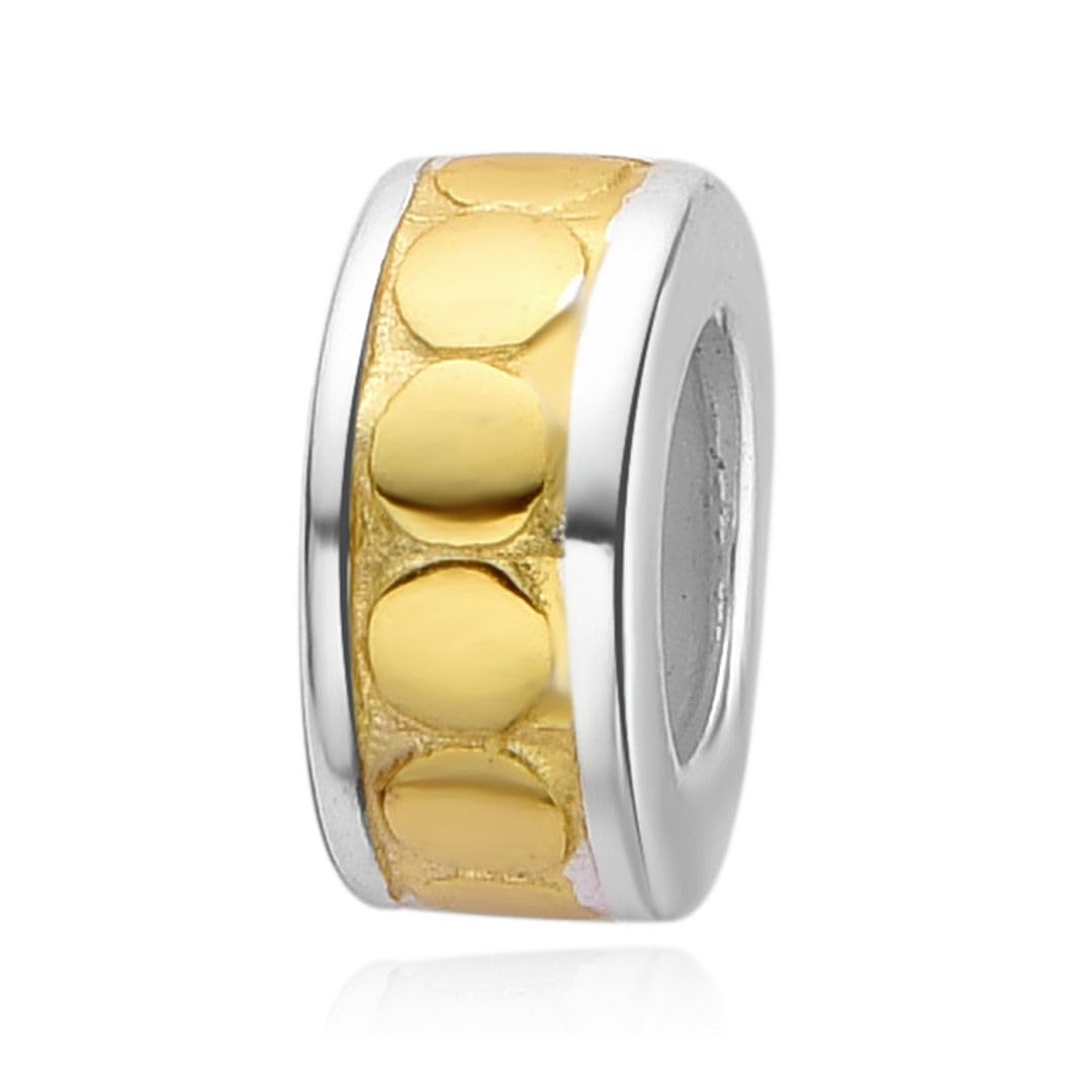 Adabele Solid Sterling Silver Rubber Charm Stopper Clip Spacer Beads Hypoallergenic for 3mm Snake Chain Bangle Leather Bracelet Personalized Women Jewelry