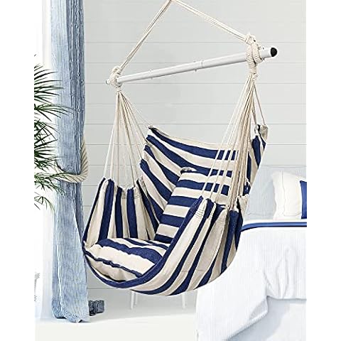 ADVOKAIR Hammock Chair Hanging Swing Chair Large Hanging Chair Soft Comfort Durability 2 Seat Cousions Included Cover