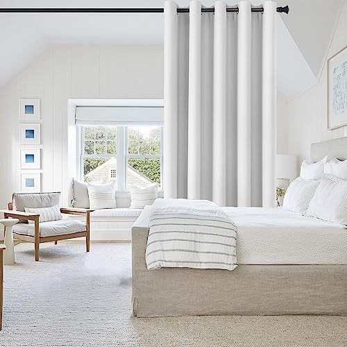 DWCN Door Curtain Thermal Curtains 84 Inch Drop,1 Panel Room Divider Curtain for Bedroom Extra Wide curtains, Greyish White - Image 4