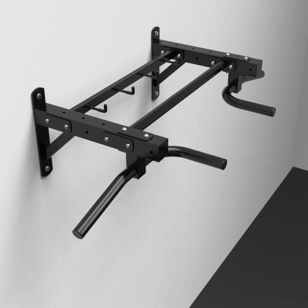 Wall Mounted Pull Up Bar, Home Garage Gym Strength Training Exercise Bars, with 4 Hooks and Adjustable Handle, Load 300kg
