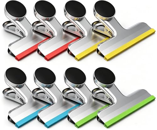 Image of HOUSE AGAIN Magnetic Chip Clips, Stainless Steel Chip Bag Clips with Strong Magnet and Silicone Cover, Heavy Duty Food Bag Clips for Kitchen Storage, 8 Pack Color Coded, 3 Inch