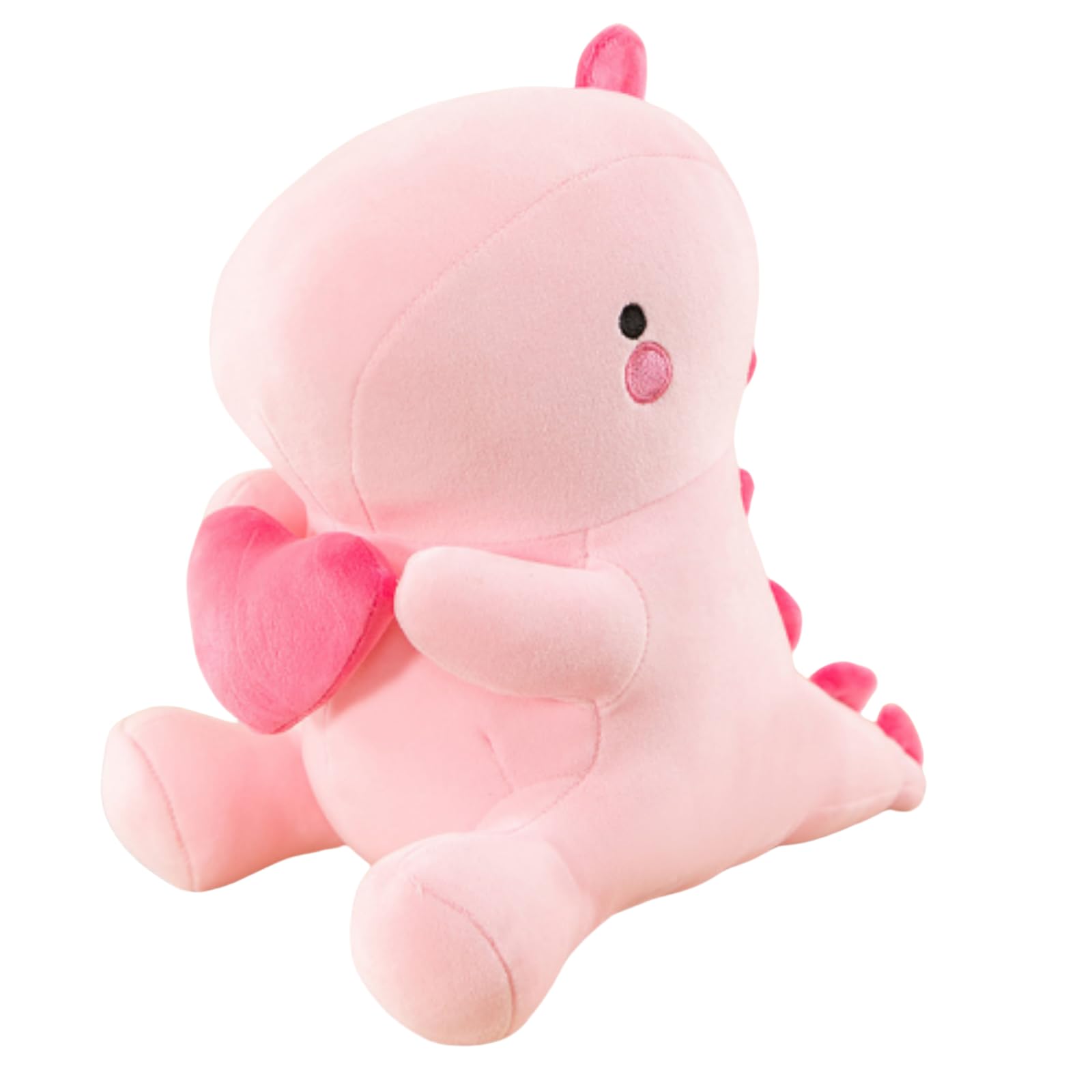 OUKEYI 11.8 inch/30cm Dinosaur Plush Toy, Loving Soft Dino Stuffed Animal with Holding Heart for Valentine Day, Adorable Birthday RomanticGift for Her Girls Boys Girlfriend (Pink)