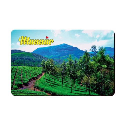 Image of Elegant Fridge Magnet with Themes |Rectangular Size Refrigerator Magnet with Magnetic Rubber Back | Pack of 1, 8.6cm X 5.4cm (Munnar)