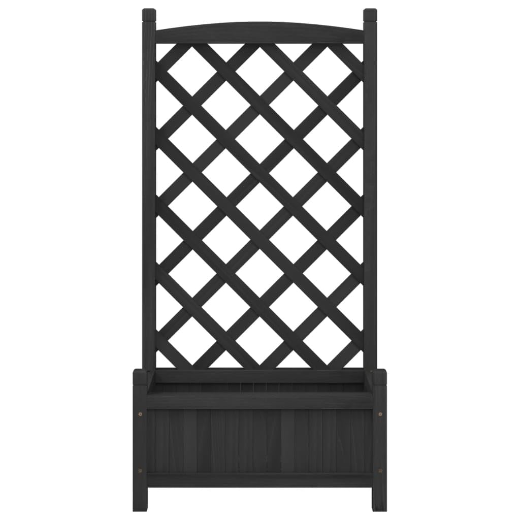 Macetero con enrejado negro de madera maciza de abeto, 55 x 29,5 x 110 cm, enrejado para plantas trepadoras, jardineras para jardín y terraza, ayuda para rosas o hiedra