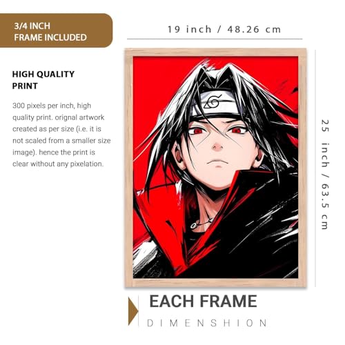 Image of walllane Japanese Anime Framed Posters for Living Room Bedroom Gaming Room | Japanese Anime Characters Aesthetic Poster with Frames Wall Decor Set Of 3 (19 X 25 inch)