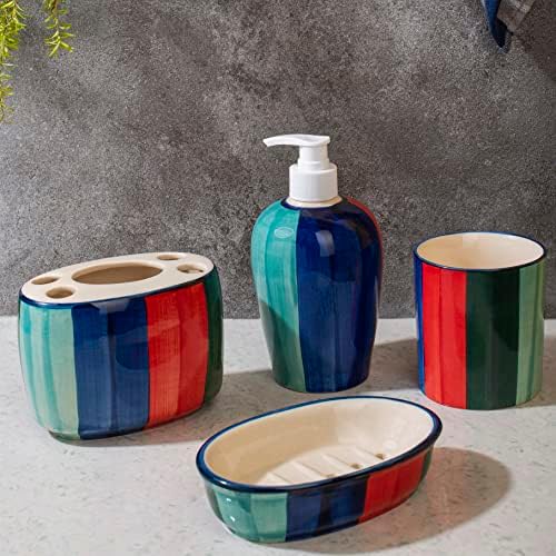 HS HINDUSTANI SAUDAGAR Multicoloured Hand Painted Ceramic Bathroom