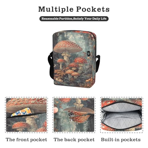 Retro Mushroom Vintage mens messenger bag green crossbody bags for women Women's Purses Adjustable Strap for work Casual2