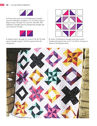 Image of Fat Quarter Workshop: 12 Skill-Building Quilt Patterns (Landauer) Beginner-Friendly Step-by-Step Projects, Techniques, Diagrams, and Advice to Use Up Your Stash of 18 inch x 21 inch Fabric Scraps