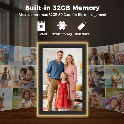 Image of AKImart 10.1'' Edge-Light Digital Photo Frame, IPS Display | AI Color-Changing LED Strip Digital Photo Frame | Quick Share Photos /Videos, Easy Setup in Frameo App | Best Digital Frame for Gifting