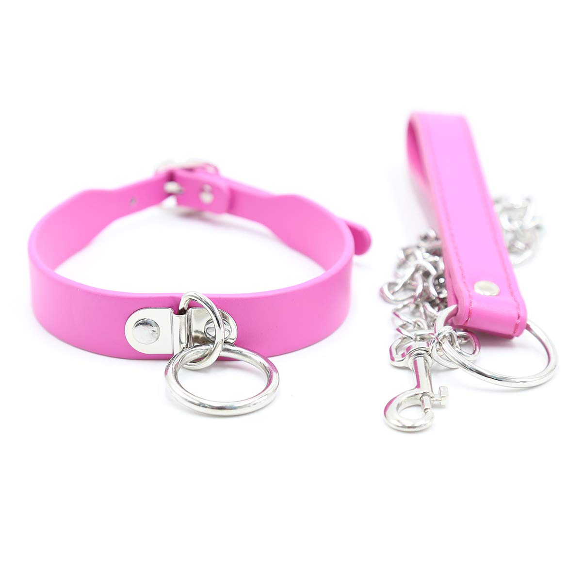 Succuba Handmade Bell O Ring Choker Necklace Collar Faux Leather Gothic Chain Choker for Women and Men - I