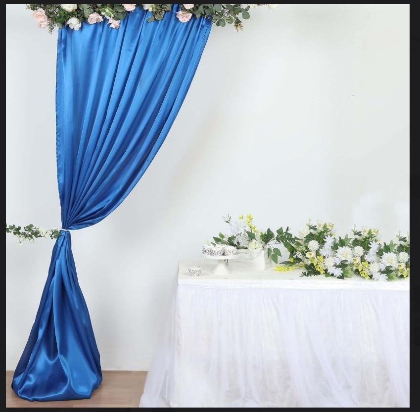 Royal Blue Bridal Satin Drape Backdrop Panel Curtain approximate Size: 60" Wide x 84" Long