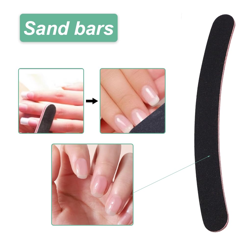 Limes à Ongles Professionnelles, 4 Pcs, Incurvé et Banane, Double Face, Pour le Soin et le Stylisme des Ongles