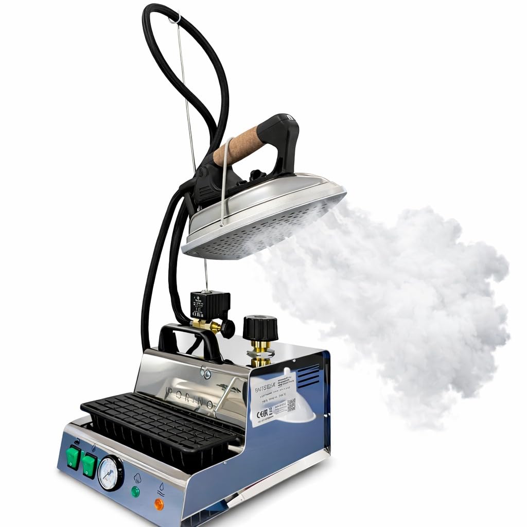 BATTISTELLA Vaporino Maxi Inox PRO Ferro da Stiro a Vapore con Caldaia 2,3L in Acciaio Inox – Ferro da Stiro, Professionale Made in Italy con Piastra a Vapore e Suola in Teflon Anti Lucido