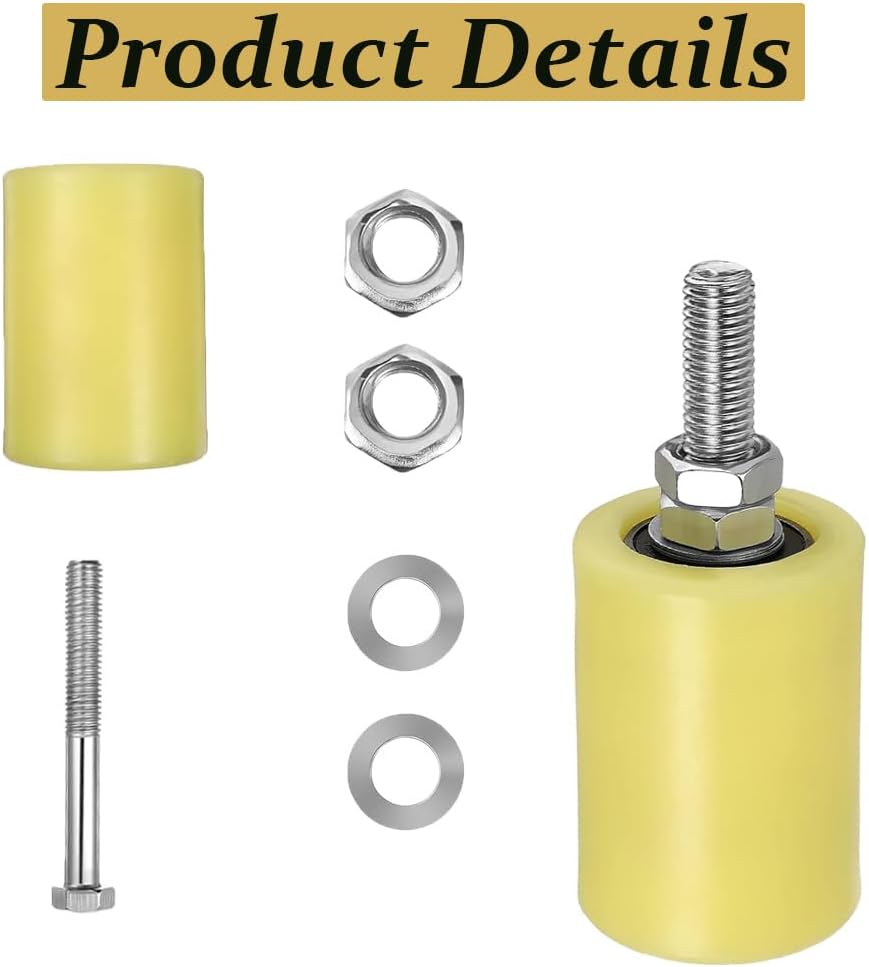 SagaSave Slide Gate Guide Roller Yellow Universal Heavy Duty Adjustable Dual Nylon Rollers Gate Support Assembly for Gate from Falling （40 * 45）