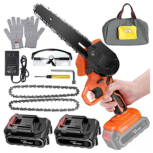 6 Inch Mini Chainsaw Cordless Power Battery Electric Chain Saws One-Hand Operated Portable Wood Saw for Farming Tree Limbs Garden Pruning, Bonsai Trunk, and Firewood (2pcs Batteries)