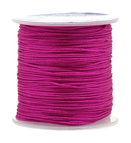 Mandala Crafts Nylon Satin Cord - 1Mm Nylon Cord For Jewelry Making Beading - 109 Yds Braided Nylon Satin String Hot Pink Nylon String For Bracelets Rattail Trim Chinese Knot #TOP5