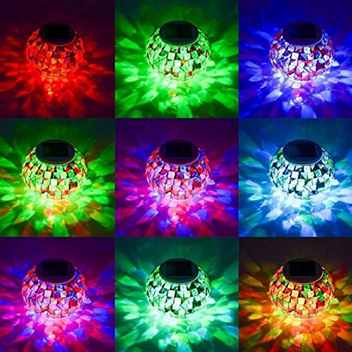 LOVIVER 2pcs Mudança De Cor Mosaico Luzes Solares Bola De Vidro Lâmpadas LED