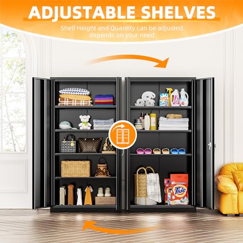 INTERGREAT Metal Storage Cabinets 72” Black Garage Steel Storage Cabinet with Doors and Shelves, Metal Tool Cabinet, Steel File Cabinet for Home Office, Basement, Warehouse, Classroom(Anti Tipping) - Image 8