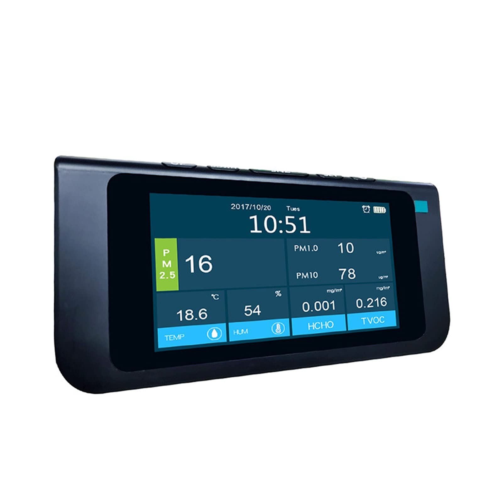 Gasdetektor, Multifunktionale Formaldehyd, S-taub, Smog, Luftqualitätsdetektor, englische Version, 7-Zoll-großer Farbbildschirm(Noir)