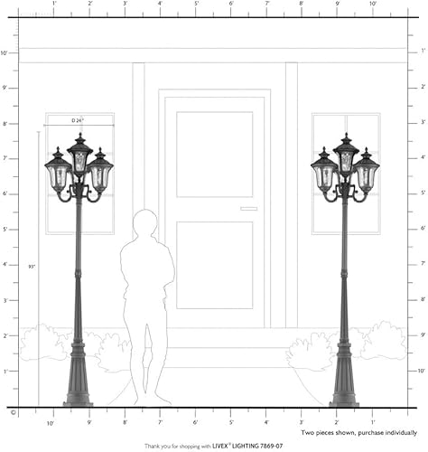 Miniatura 9 de Livex Lighting 7669-58 Oxford 4 Light Outdoor 4 Head Post, Imperial Bronze