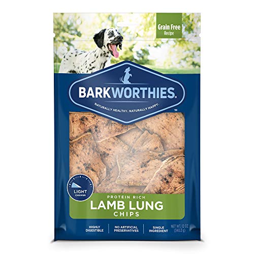 Barkworthies Lamb Lung Chips - 12 oz (Pack of 1) - All-Natural, Highly Digestible, Promotes Dental Health