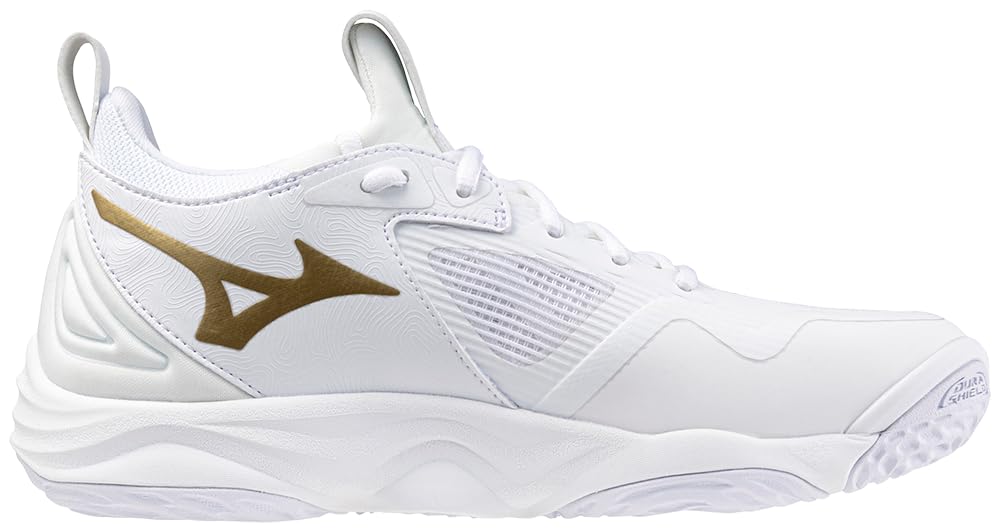Mizuno Wave Momentum 3 Women's Volleyball Shoe, White-Gold, 7.5