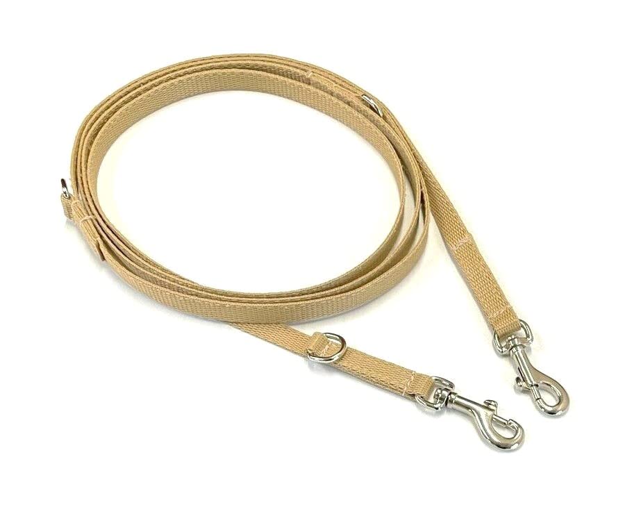Police Style Puppy Training Lead Double Ended Puppy Leash Adjustable Multi-Functional In 13mm Webbing (Beige, 8ft (2.4 Metres))
