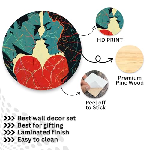 Image of RADIQORE Set of 11 Designer MDF Wooden Wall Hanging for Home Decoration | Office | Gift | Wall Decor Hanging Items | Wall Art | Living Room | Bedroom (love)