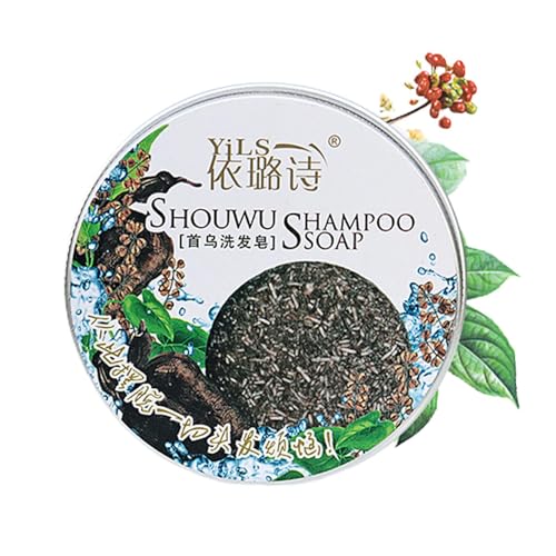 Champú para oscurecer el cabello – Barra de jabón natural Polygonum Multiflorum de pelo gris, barra de champú hidratante, jabón para el cabello sólido que refresca el color | Champú natural para el